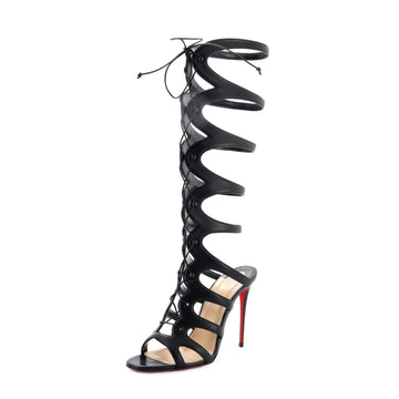 Christian Louboutin Women's Amazoula Lace-Up Heeled Sandals Leather 100