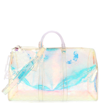 Louis Vuitton Keepall Bandouliere 50 Prism PVC Clear Logo Weekend Travel  Bag