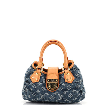 Louis Vuitton Pleaty Handbag Denim Small