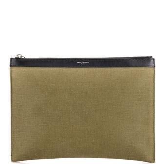 Saint Laurent Beach Zip Pouch Canvas Medium