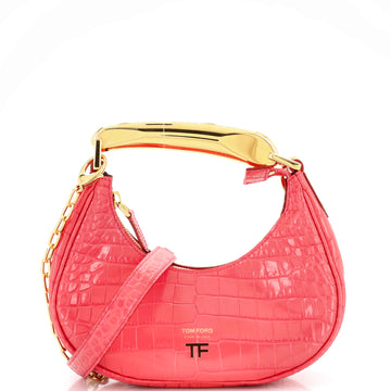 Tom Ford Bianca Hobo Top Handle Bag Crocodile Embossed Leather Mini