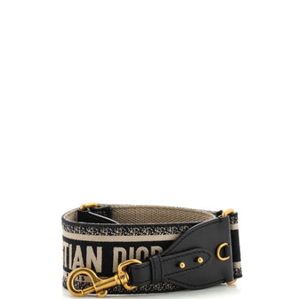 Christian Dior Logo Shoulder Strap Embroidered Canvas