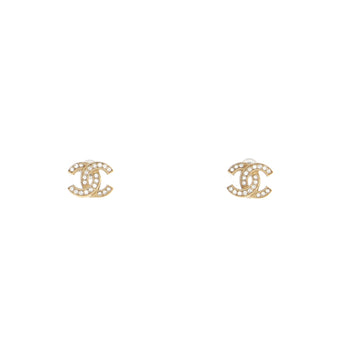 Chanel CC Stud Earrings Metal with Crystals
