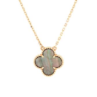 Van Cleef & Arpels Vintage Alhambra Pendant Necklace 18K Rose Gold and Grey Mother of Pearl