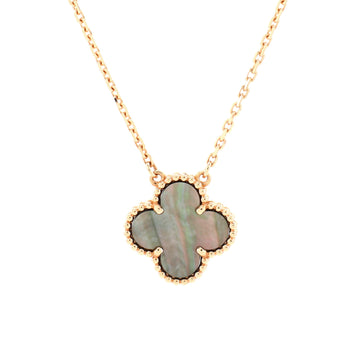 Van Cleef & Arpels Vintage Alhambra Pendant Necklace 18K Rose Gold and Grey Mother of Pearl