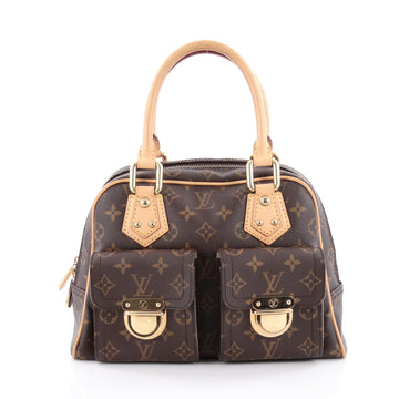 Louis Vuitton Manhattan Handbag Monogram Canvas PM Brown 