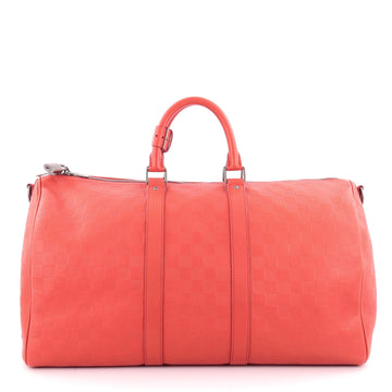 Louis Vuitton Keepall Bandouliere Bag Damier Infini Leather 45 Red