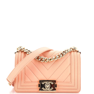 Chanel Boy Flap Bag Chevron Calfskin Small