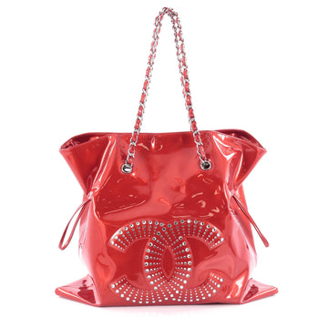 Chanel Bon Bon Tote Strass Embellished Patent Large Red