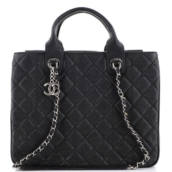 Chanel Urban Companion Top Handle Shopping Tote Quilted Caviar Large Black  21389711