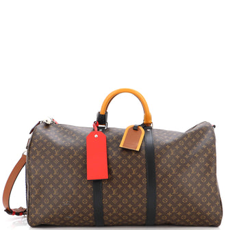 Louis Vuitton Keepall Bandouliere 50 Light Grey in Coated Canvas