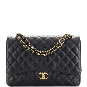 Chanel Classic Double Flap Bag Quilted Caviar Maxi