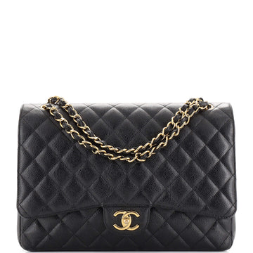 Chanel Classic Double Flap Bag Quilted Caviar Maxi
