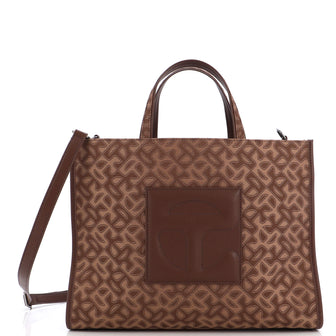 Telfar Shopping Tote Monogram Jacquard with Faux Leather Medium