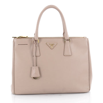 Prada Double Zip Lux Tote Saffiano Leather Medium Pink