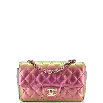 Chanel Classic Single Flap Bag Quilted Iridescent Lambskin Mini