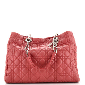Christian Dior Soft Zipped Shopping Tote Cannage Quilt Lambskin Large