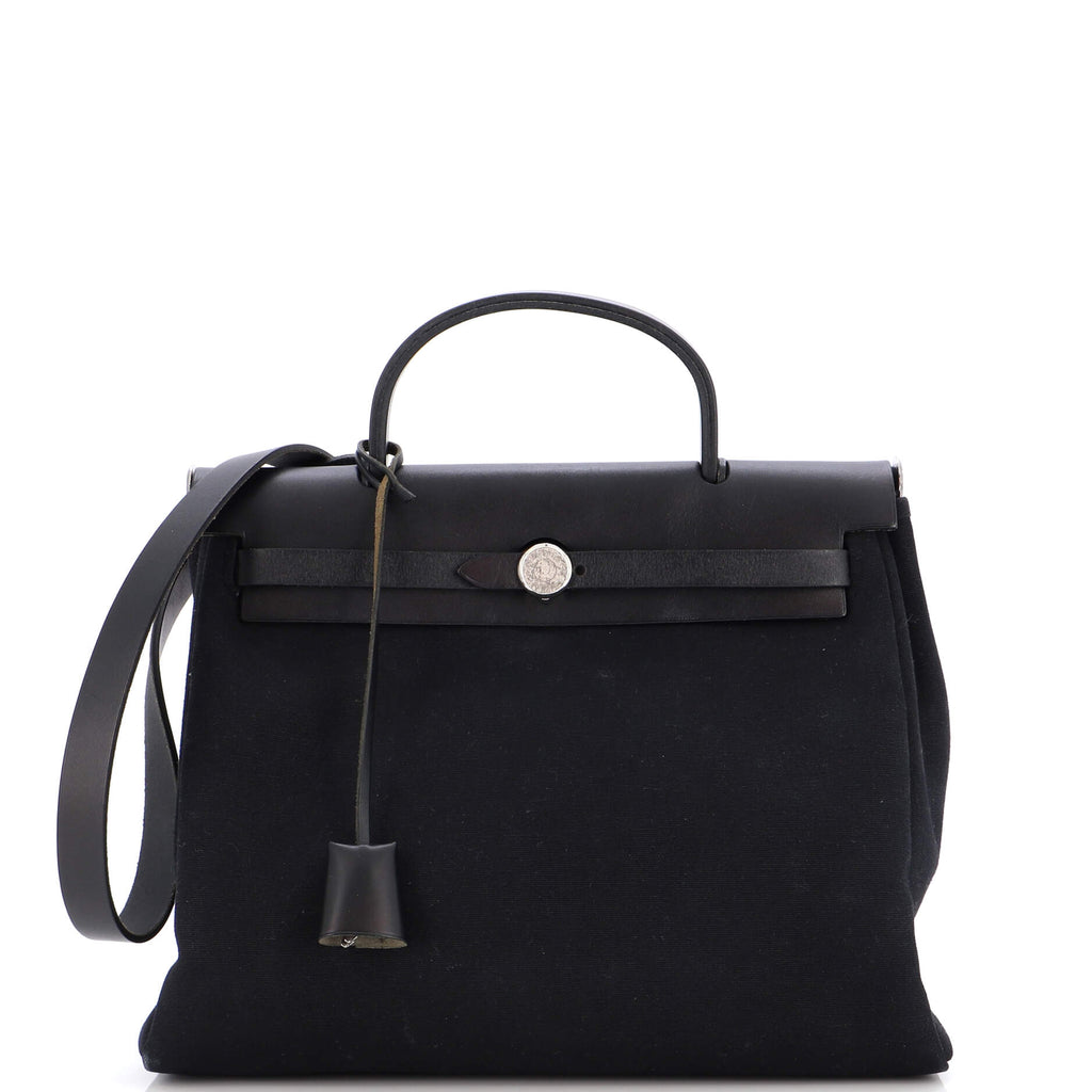 Hermes Herbag Toile and Leather PM Black 2320313