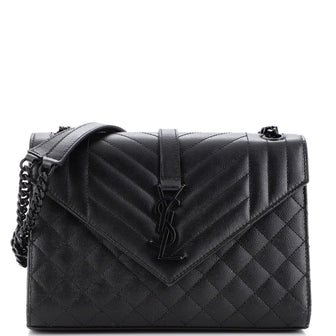 Saint Laurent Classic Monogram Envelope Satchel Mixed Matelasse Leather Medium