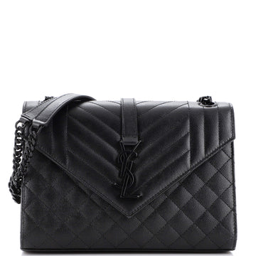 Saint Laurent Classic Monogram Envelope Satchel Mixed Matelasse Leather Medium
