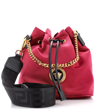 Versace Medusa Convertible Drawstring Bucket Bag Nylon Small