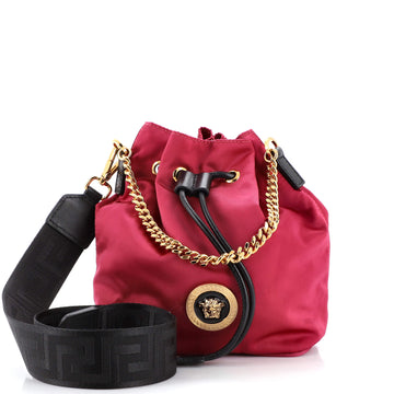 Versace Medusa Convertible Drawstring Bucket Bag Nylon Small