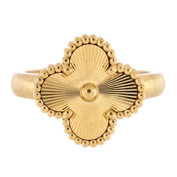 Van Cleef & Arpels Vintage Alhambra Ring Guilloche 18K Yellow Gold