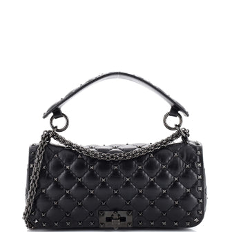 Valentino Garavani Rockstud Spike Full Flap Shoulder Bag Quilted Leather Medium