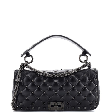 Valentino Garavani Rockstud Spike Full Flap Shoulder Bag Quilted Leather Medium