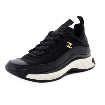 Chanel Women's CC Cap Toe Logo Sneakers Suede and Mixed Fibers