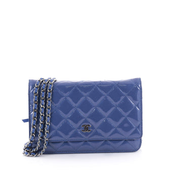 Chanel Wallet on Chain Quilted Patent Blue