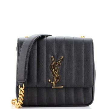 Saint Laurent Vicky Crossbody Bag Vertical Quilted Grainy Leather Medium