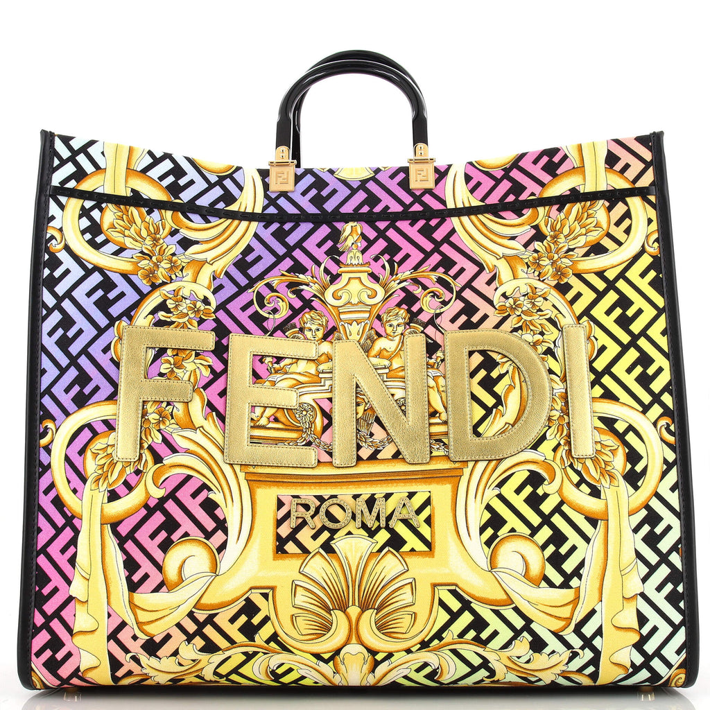 Versace x Fendi Fendace La Medusa Top Handle Bag Printed Laminated