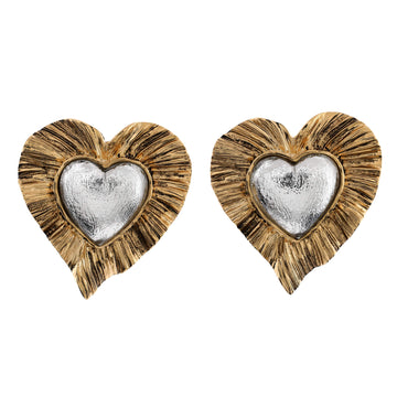 Saint Laurent Heritage Radiating Heart Clip-On Earrings Metal