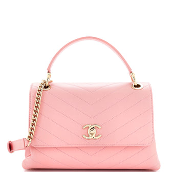 Chanel Chevron Chic Top Handle Bag Chevron Calfskin Small