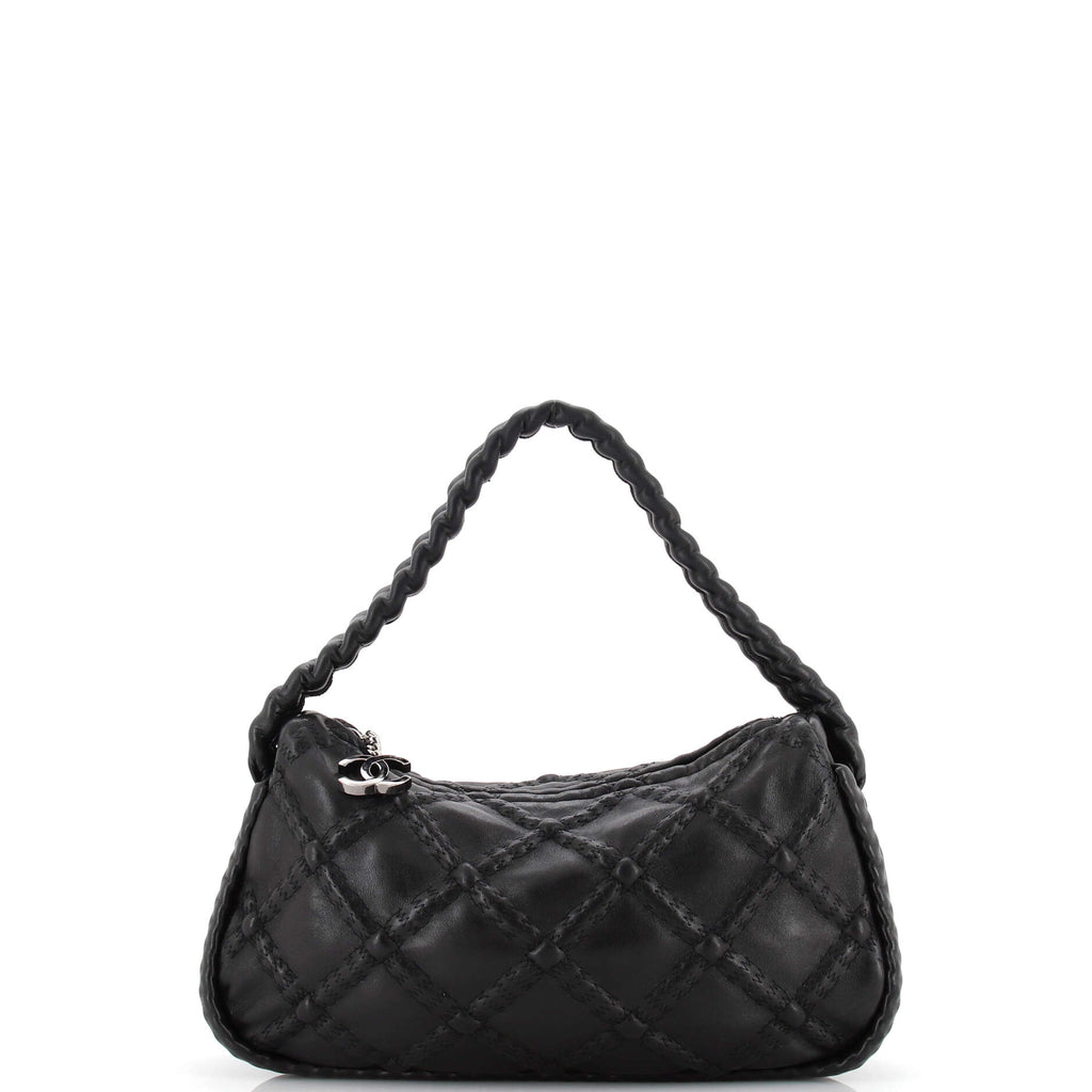 Chanel Hobo Bag with Chunky Chain Strap Large 22S Lambskin Black in Lambskin  Leather with Gold-tone - US