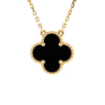 Van Cleef & Arpels Vintage Alhambra Pendant Necklace 18K Yellow Gold and Onyx