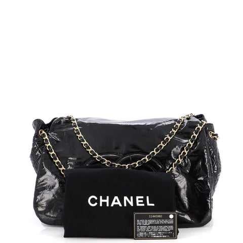 Chanel Rock and Chain Flap Bag Patent Vinyl Large Black 2141941