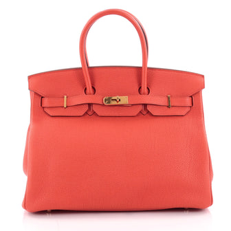 Hermes Birkin Handbag Red Togo with Gold Hardware 35 Red 2142301