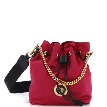 Versace Medusa Convertible Drawstring Bucket Bag Nylon Small