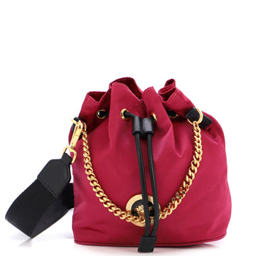 Versace Medusa Convertible Drawstring Bucket Bag Nylon Small