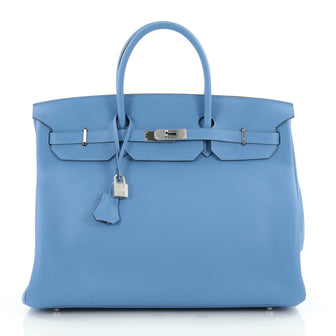 Hermes Birkin Handbag Blue Clemence with Palladium 2142601