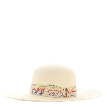Hermes Trinidad Brides de Gala Wide Brim Hat Woven Straw