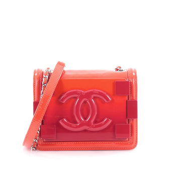 Chanel Boy Brick Flap Bag Patent and Plexiglass Mini Red