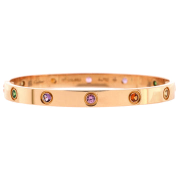 Cartier Love 10 Stone Bracelet 18K Rose Gold with Garnet, Amethyst and Sapphire