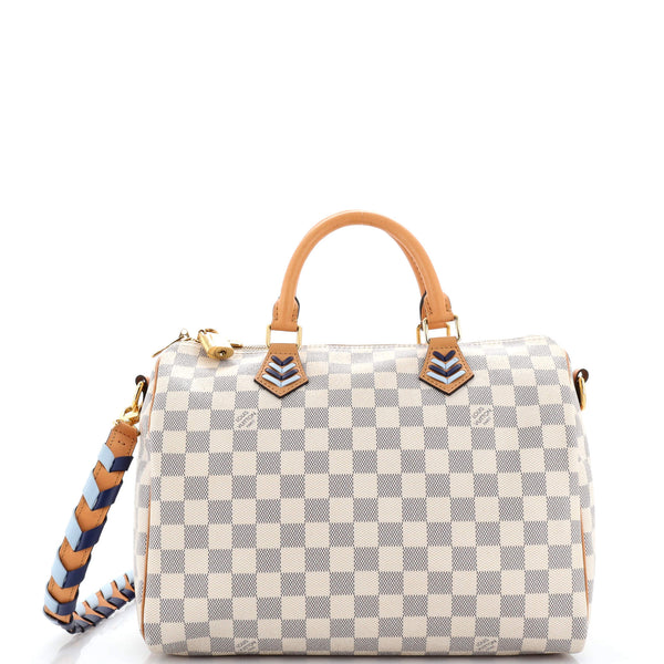 Louis Vuitton Speedy Bandouliere Bag Damier with Braided Detail 30 White