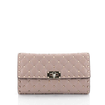 Valentino Rockstud Spike Wallet on Chain Quilted Leather Pink 2143301