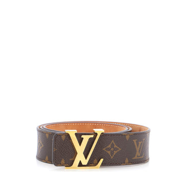 Authentic Louis Vuitton Dark Brown Leather LV Initiales Buckle Belt 85/34  M6902