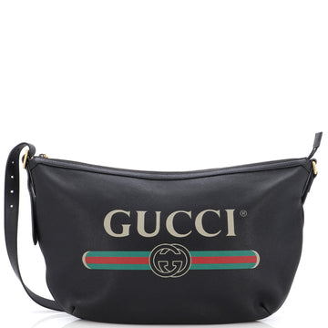 Gucci Logo Half-Moon Hobo Printed Leather