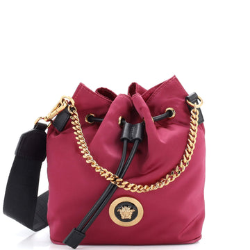 Versace Medusa Convertible Drawstring Bucket Bag Nylon Small